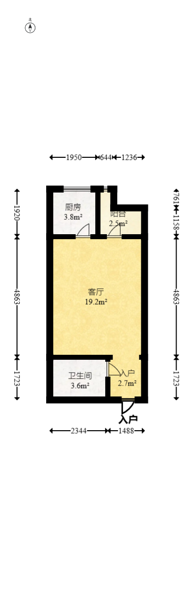 中欣楚天雅郡  1室1厅1卫   17.00万室内图1