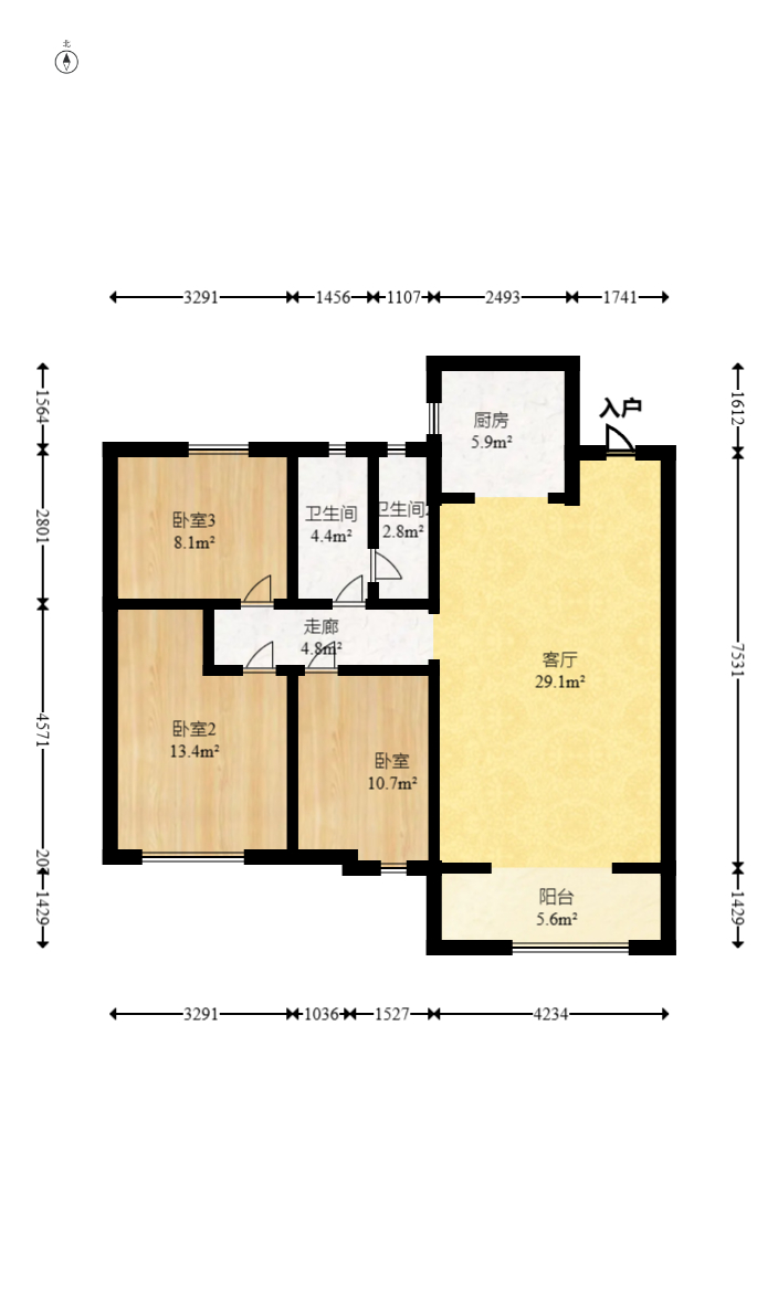 君合新城玺樾 3室2厅2卫 82.0万 君合新城玺樾 3室2厅2卫 82.0万户型图