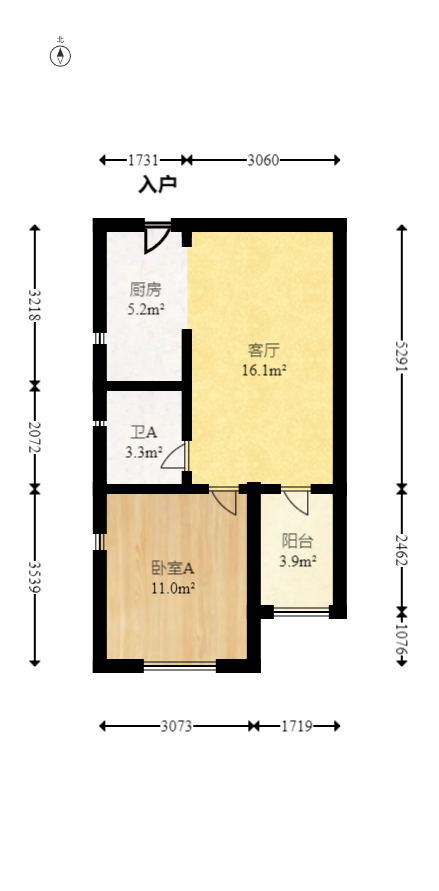 保利城（中航城国际社区、郡原美村）  1室1厅1卫   38.00万室内图1