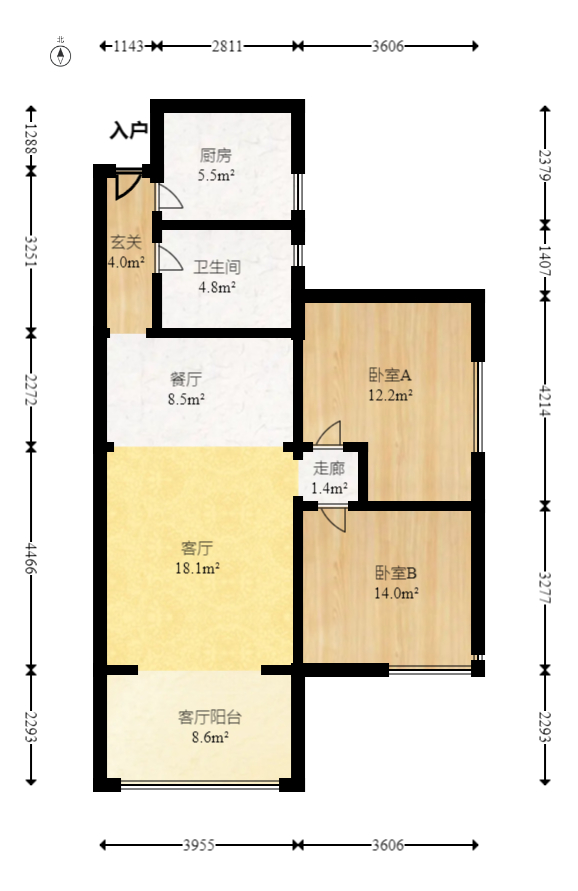 保利花园  2室2厅1卫   71.00万室内图1