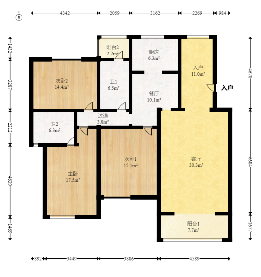 湘江世纪城悦江苑  3室2厅2卫    120.0万 湘江世纪城悦江苑  3室2厅2卫    120.0万户型图