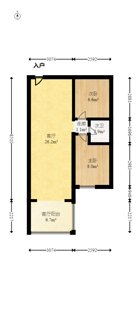 昌茂水木清华  3室2厅2卫   162.00万室内图1