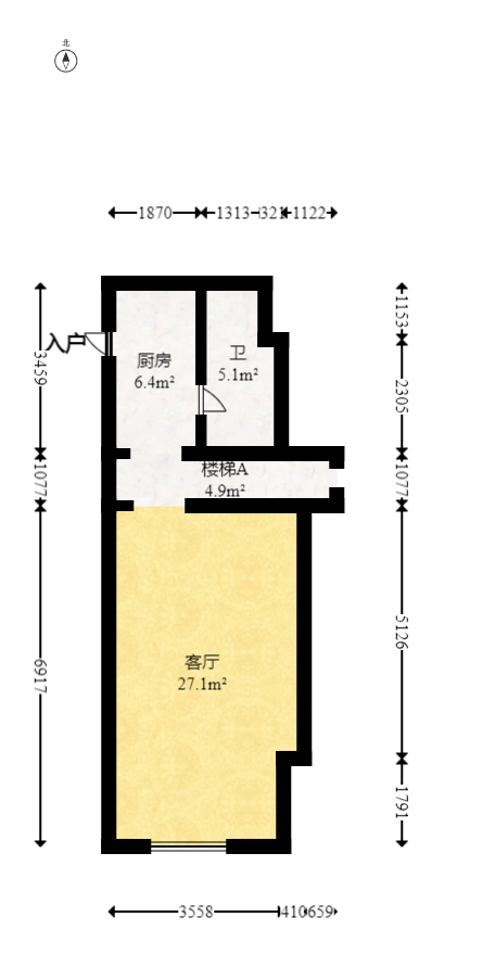华远华时代  2室1厅1卫   78.00万室内图1