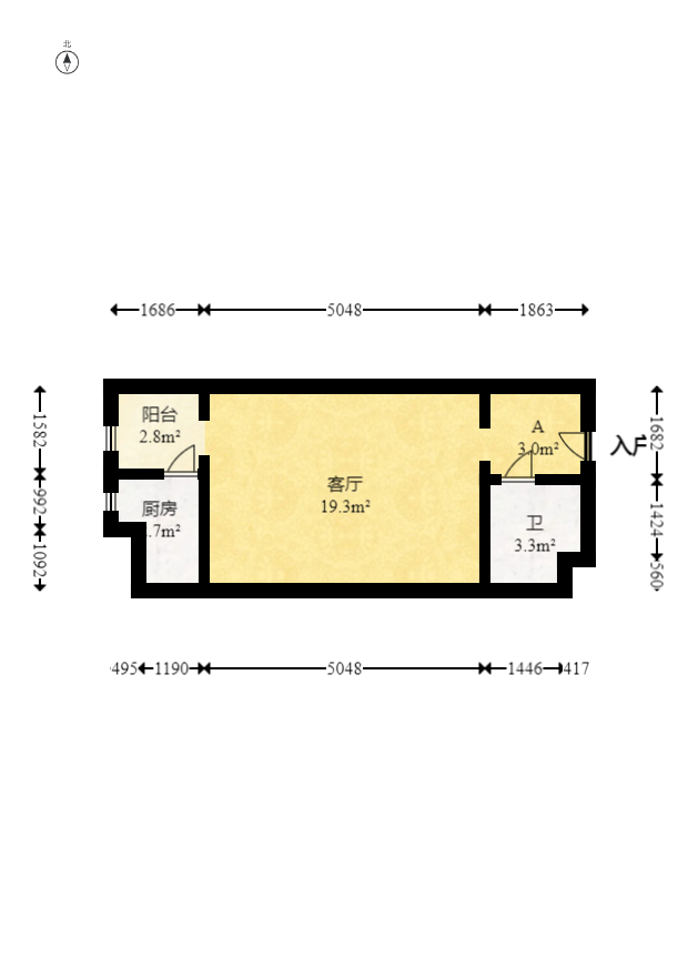 国泰九龙湾  1室1厅1卫    32.0万 国泰九龙湾  1室1厅1卫    32.0万户型图