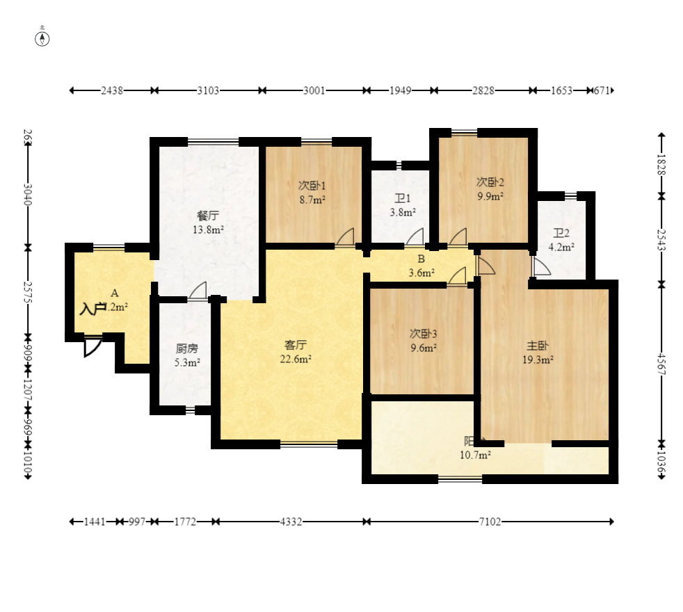 星湖湾一期高层 4室2厅2卫 115.8万 星湖湾一期高层 4室2厅2卫 115.8万户型图