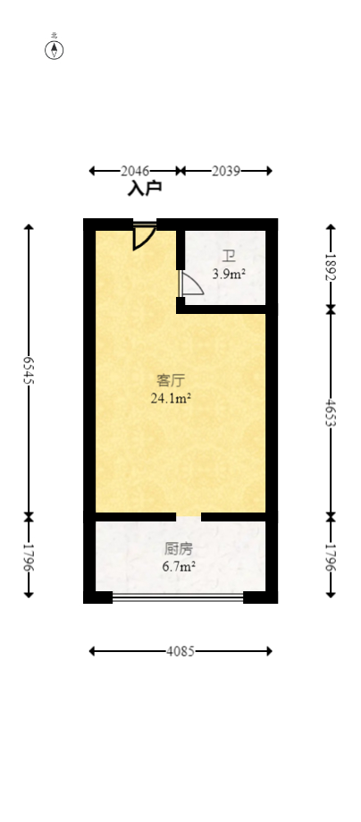 观湖公寓  1室1厅1卫   34.00万室内图1