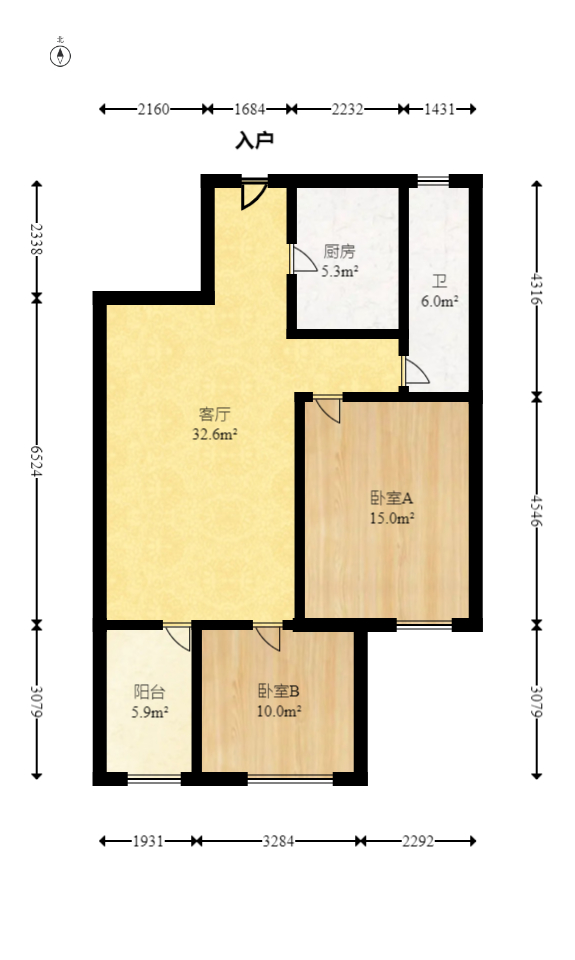 望兴嘉年华（望兴新苑）  2室2厅1卫   61.50万室内图1