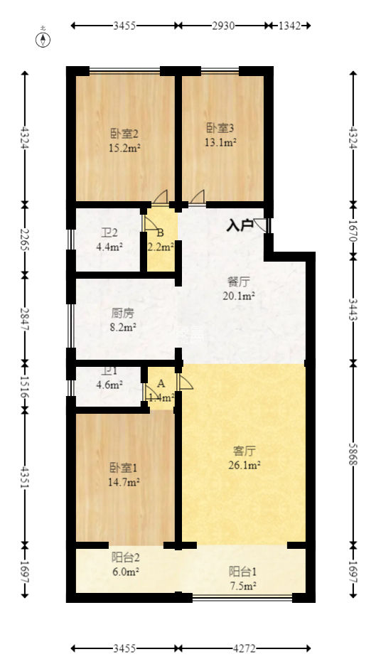 湖南中医学院梨子山宿舍/湖南省中医附一医院  3室2厅2卫   90.00万
