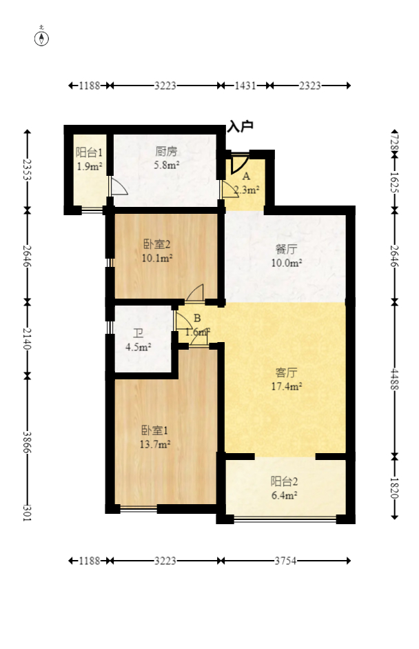 新城新世界一二三期  2室2厅1卫    85.0万 新城新世界一二三期  2室2厅1卫    85.0万户型图