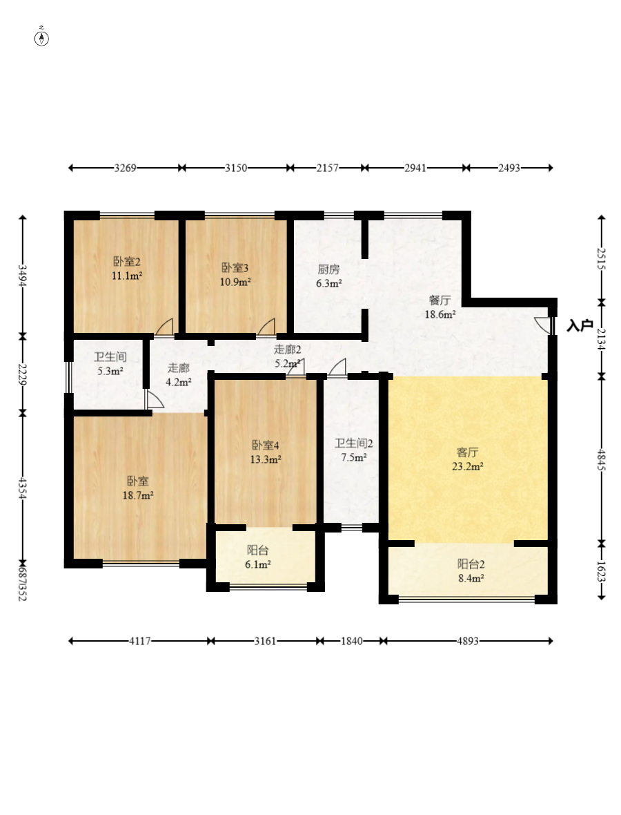 嘉盛和园  4室2厅1卫   110.00万室内图1
