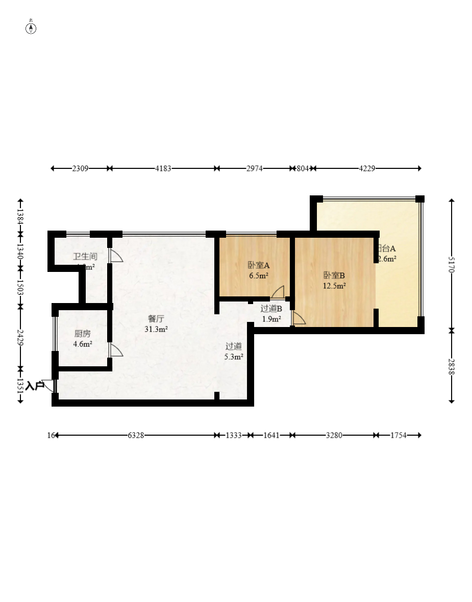 芙蓉蓉苑  2室2厅1卫   102.00万室内图1
