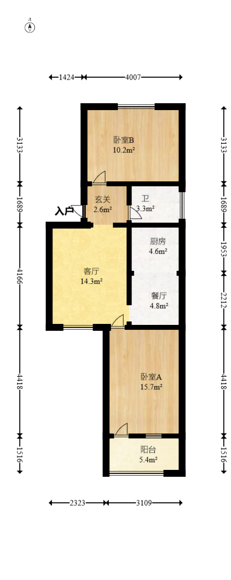 制药厂宿舍  2室2厅1卫   45.00万室内图1