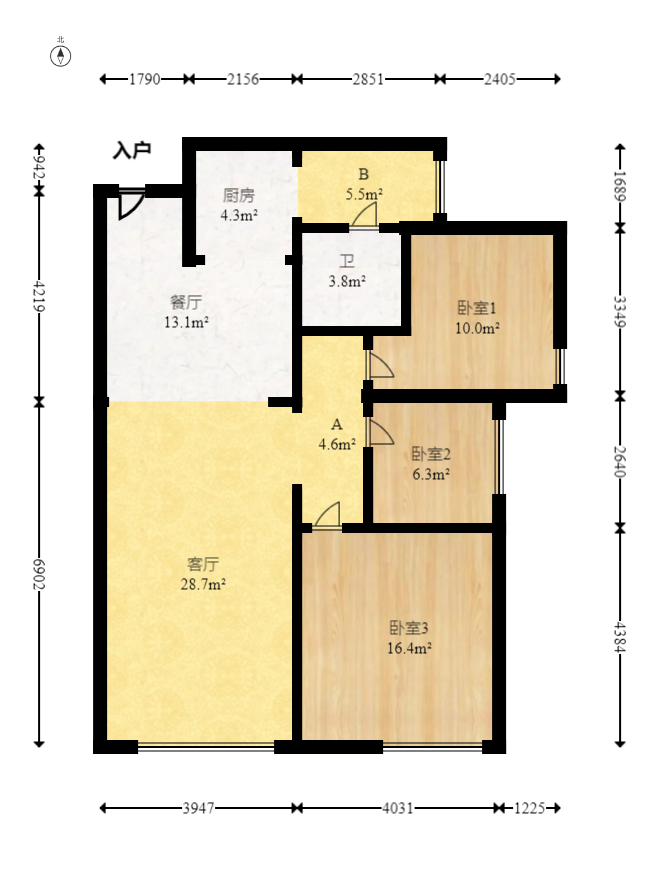 鑫远熙山  3室2厅1卫   91.80万室内图1