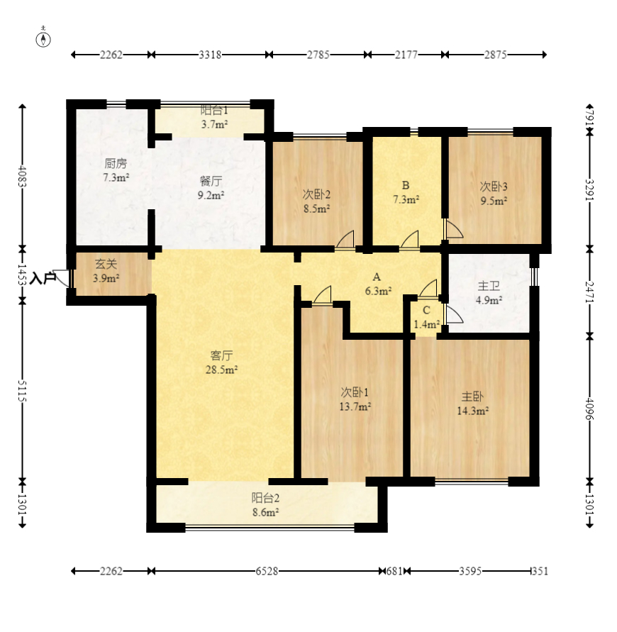长沙融创城 4室2厅2卫 72.0万 长沙融创城 4室2厅2卫 72.0万户型图