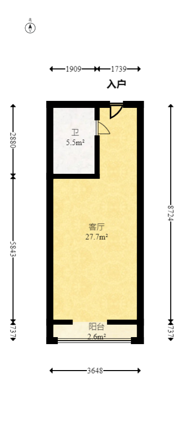 玛依拉山庄  1室1厅1卫   24.00万室内图1