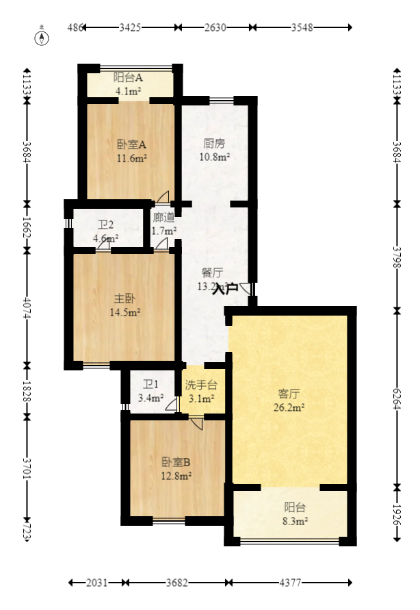 中建麓山和苑  3室2厅1卫   78.00万室内图1