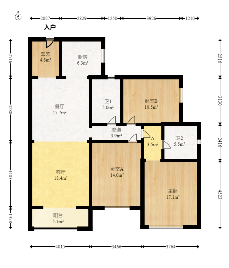 中海國際三期  3室2廳2衛(wèi)    99.8萬室內(nèi)圖1
