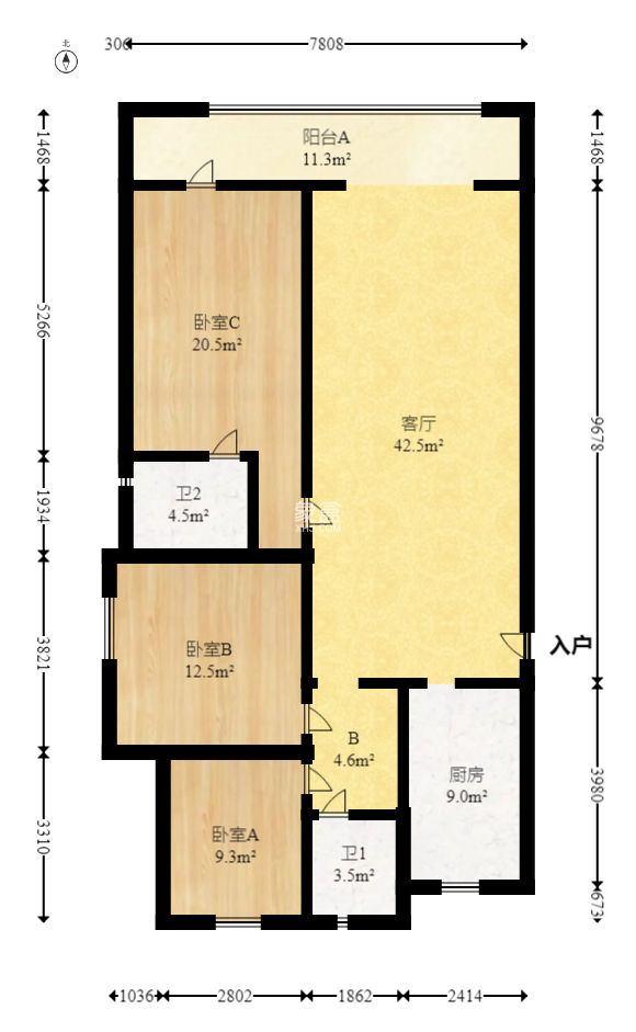 长沙高铁吾悦广场  3室2厅2卫    140.0万
