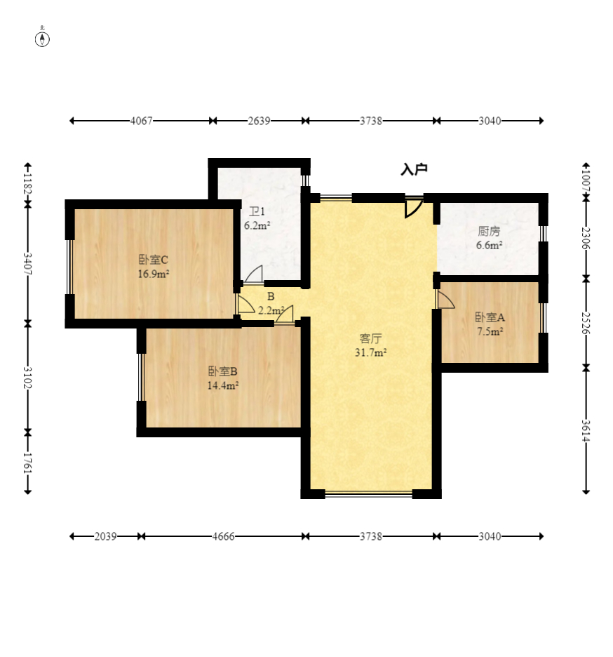 兴旺正佳广场(金石雅苑) 3室1厅1卫 82.0万 兴旺正佳广场(金石雅苑) 3室1厅1卫 82.0万户型图