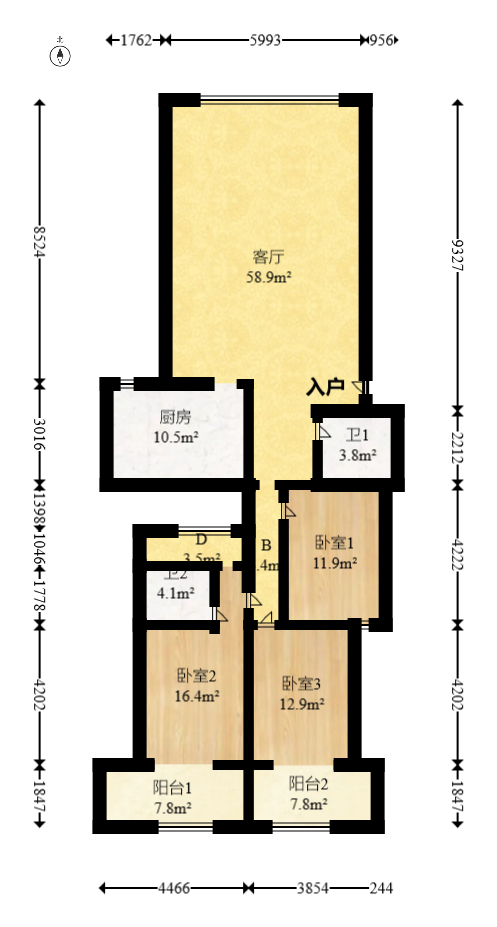 市建委宿舍  3室2厅1卫   90.00万室内图1