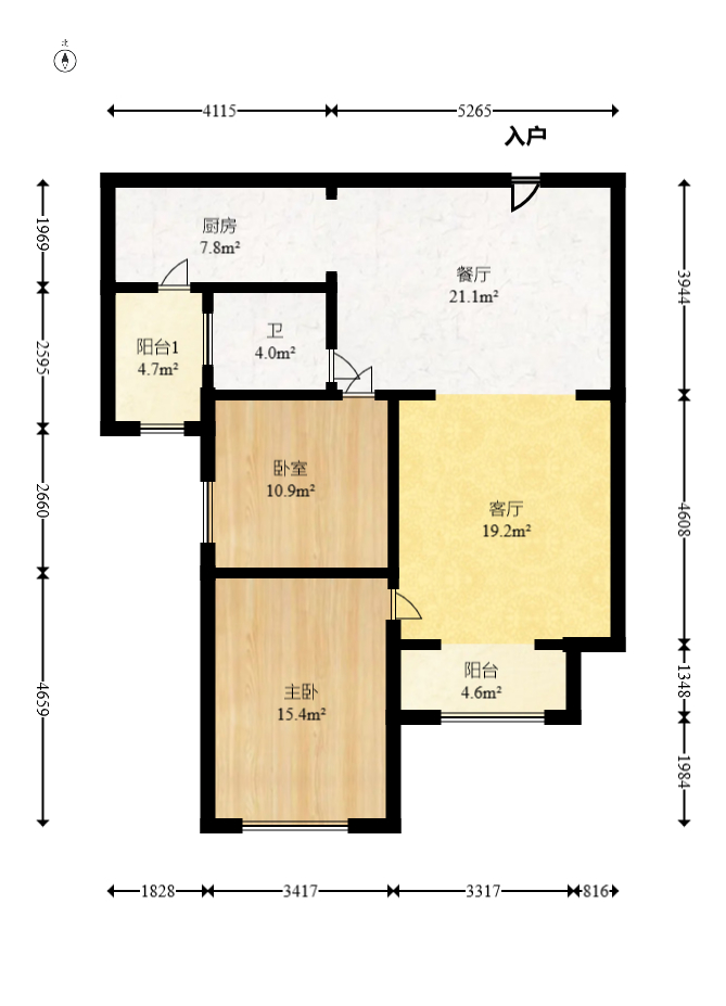 三一街区 2室2厅1卫 55.0万 三一街区 2室2厅1卫 55.0万户型图