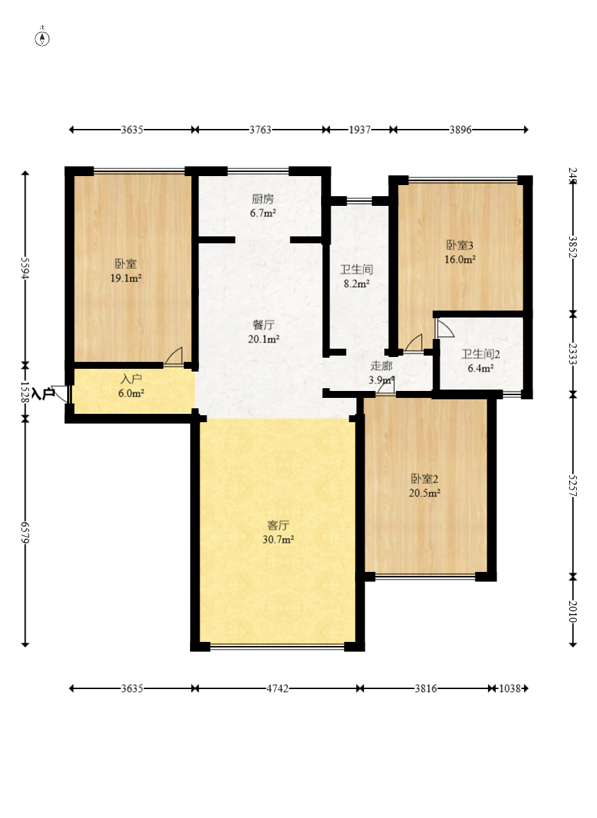 沃家苑 3室2厅2卫 88.0万 沃家苑 3室2厅2卫 88.0万户型图