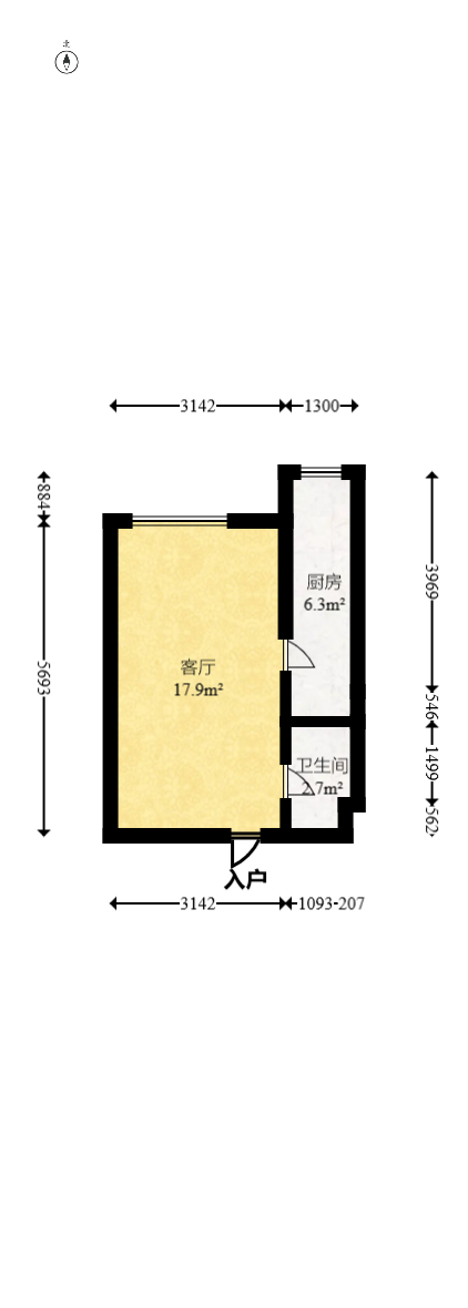 荣悦台  1室1厅1卫   40.00万室内图1