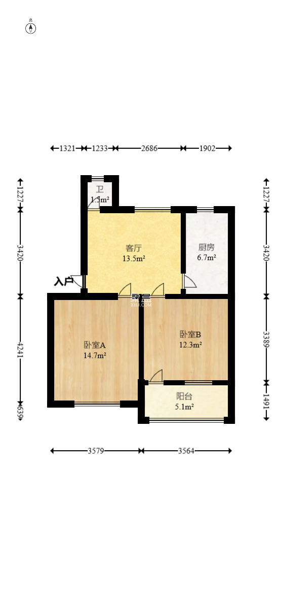 絲茅沖郵電四巷 2室1廳1衛 30.00萬