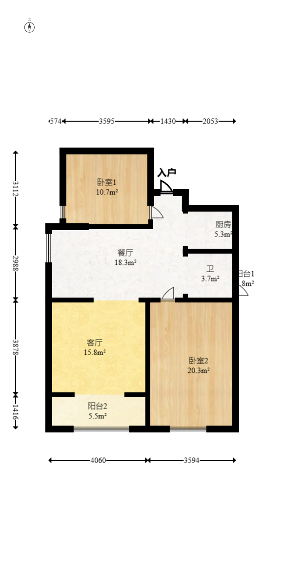 鑫科明珠  2室1厅1卫   85.00万室内图1