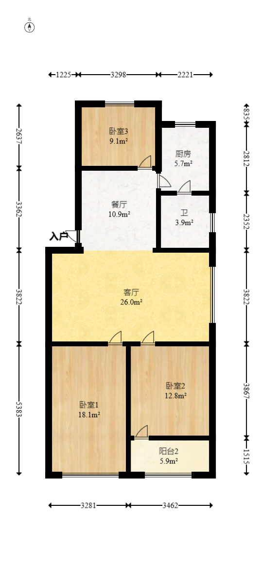 省进出口公司宿舍  3室2厅1卫   69.00万室内图1