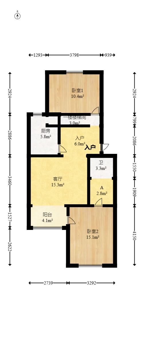 德政园  3室2厅2卫   82.00万室内图1
