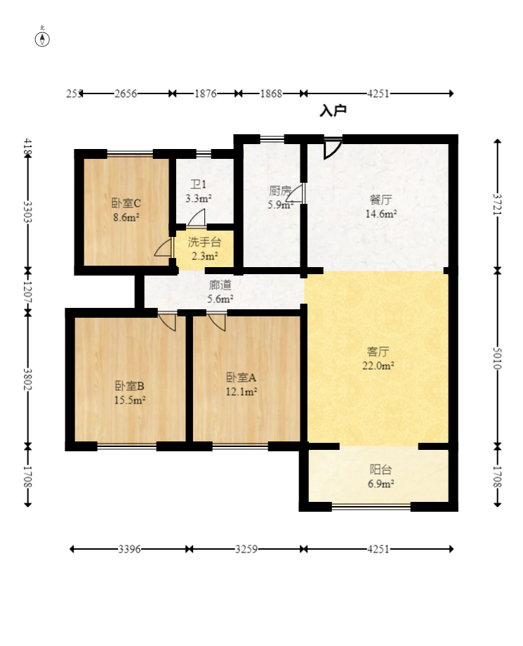 江山帝景哈佛  3室2厅1卫   99.00万室内图1