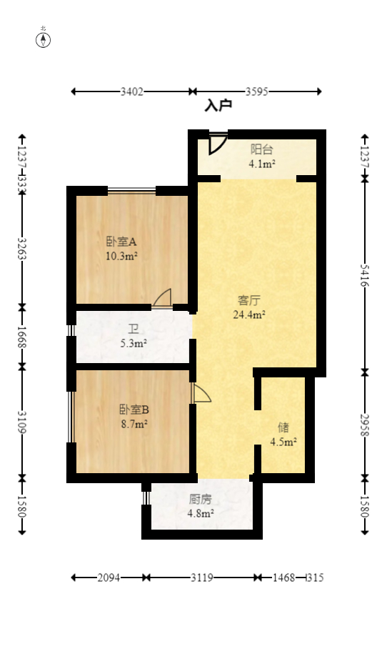 高盛华成  2室2厅1卫   63.00万室内图1