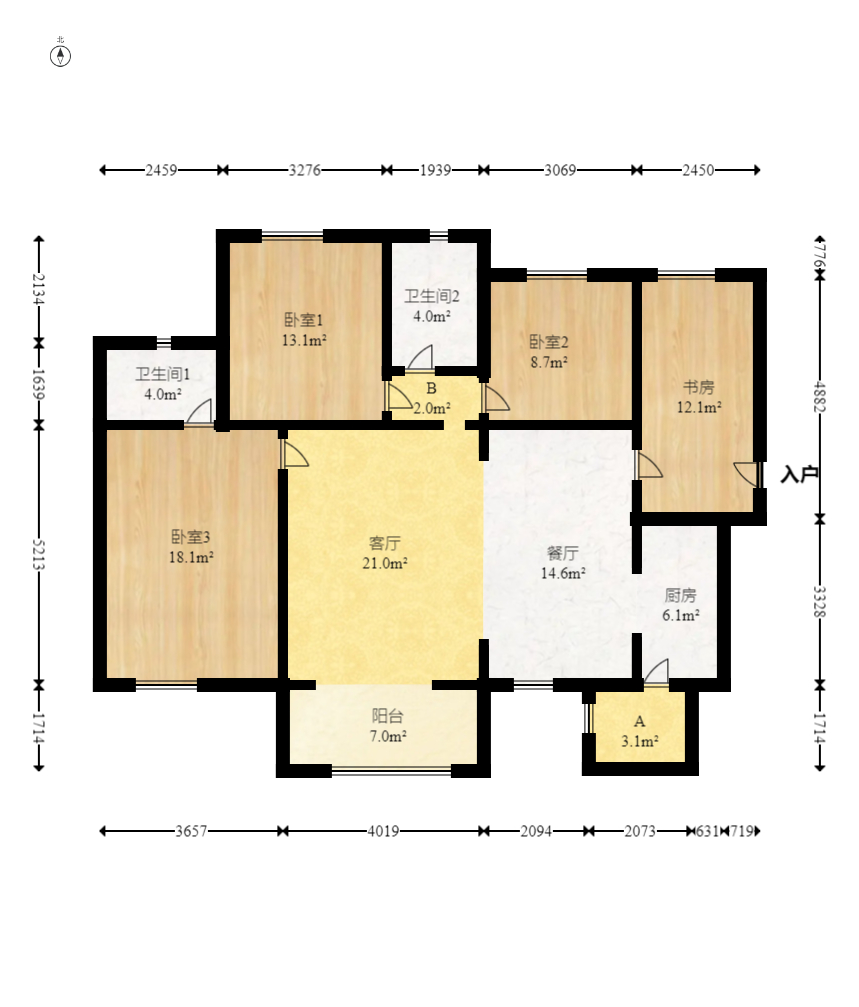 时代倾城五期  4室2厅2卫   114.50万室内图1