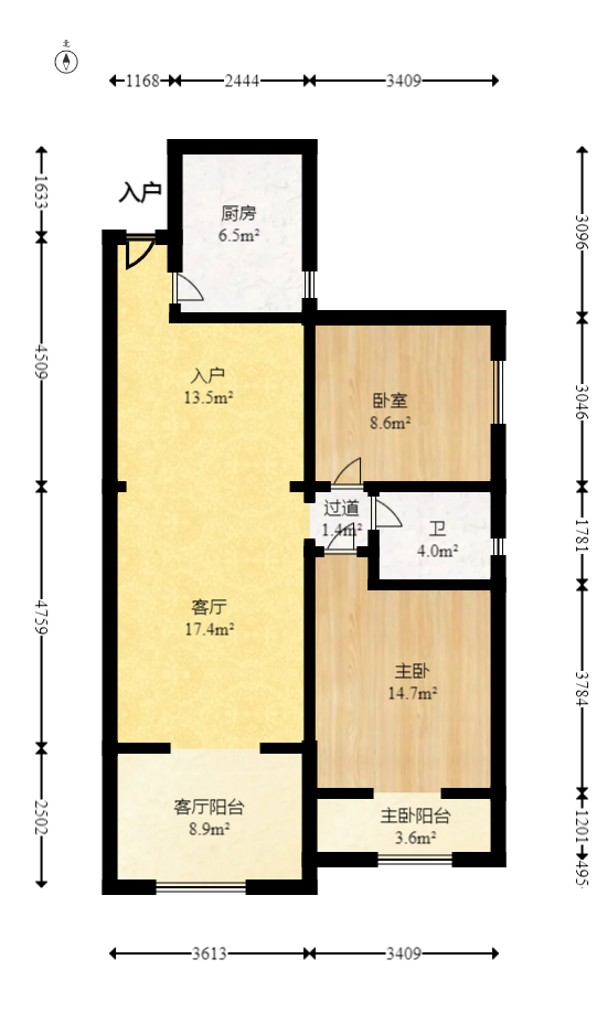 蝴蝶谷 2室2厅1卫 45.8万 蝴蝶谷 2室2厅1卫 45.8万户型图