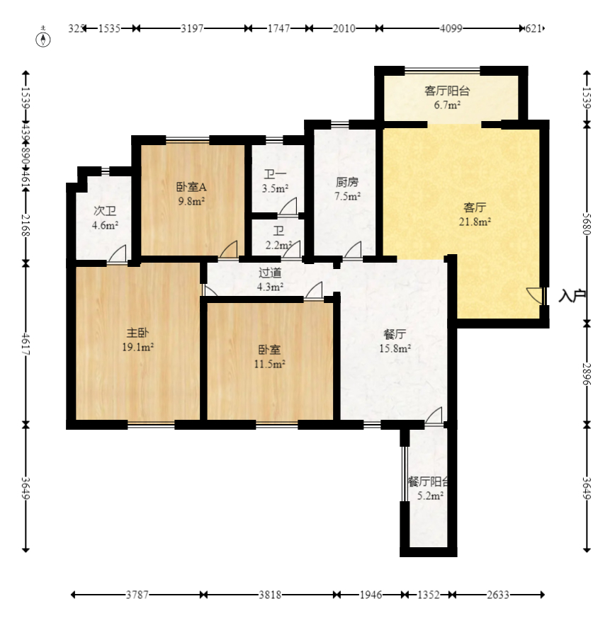时代星城 3室2厅2卫 59.8万 时代星城 3室2厅2卫 59.8万户型图