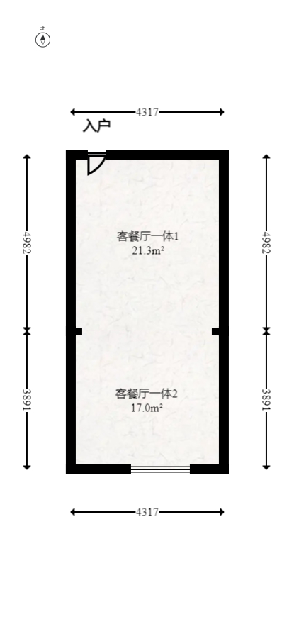京武浪琴山三期（京武中心）  1室1厅1卫   52.00万室内图1