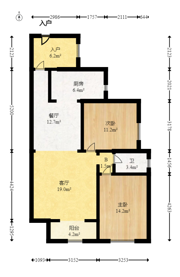 幸福里（幸福里一期）  2室2廳1衛(wèi)    49.8萬(wàn)室內(nèi)圖1