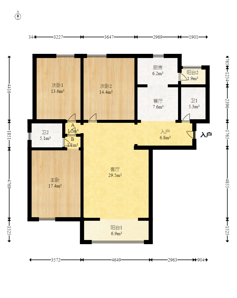 湘江世纪城达江苑 3室2厅2卫 108.0万 湘江世纪城达江苑 3室2厅2卫 108.0万户型图