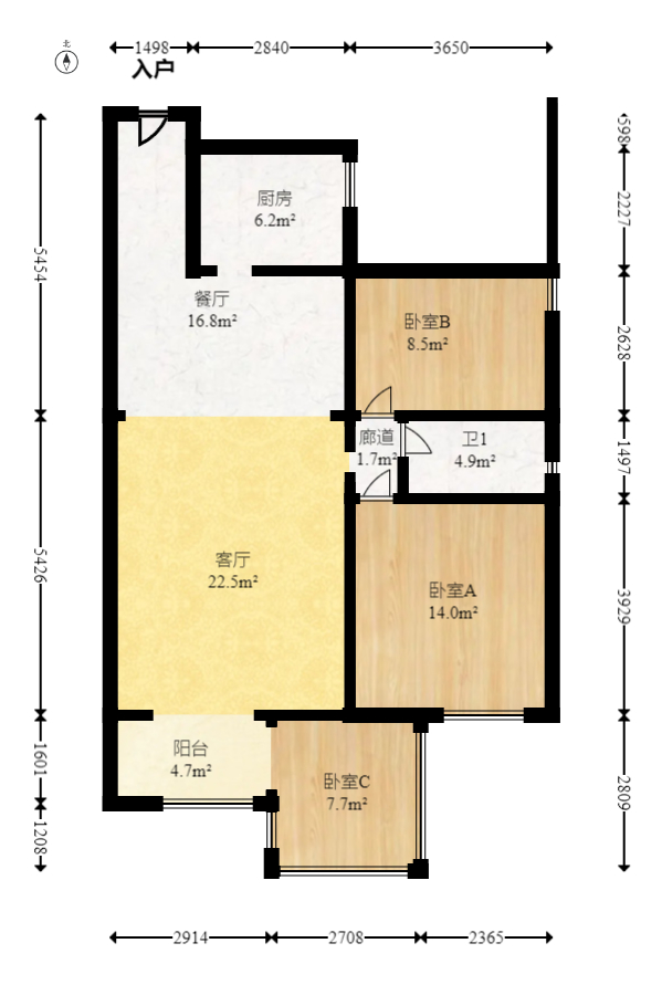 江山帝景雅典  2室1厅1卫   125.00万室内图1