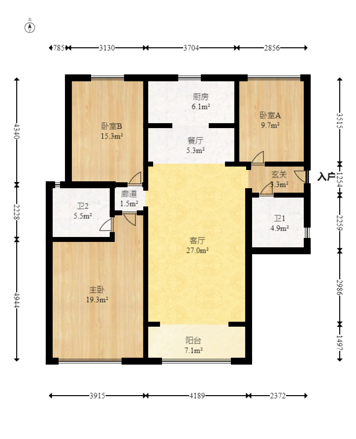 江山帝景哈佛  3室2厅2卫   115.00万室内图1