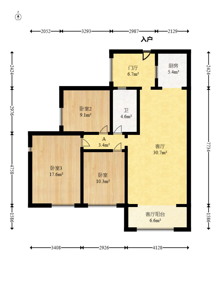 中南红领邦（红星嘉和苑）  3室2厅1卫   82.00万室内图1