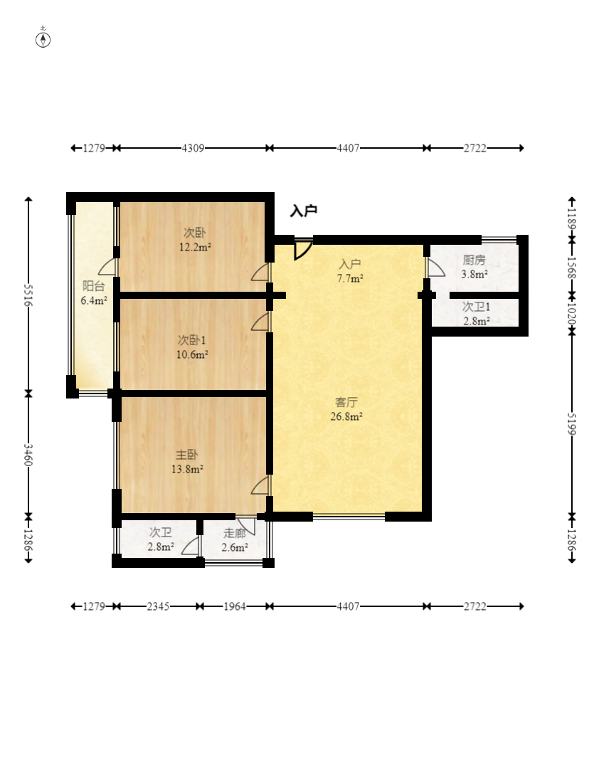 西城秀苑  2室1厅1卫   66.00万室内图1