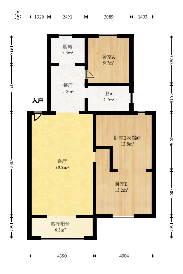 好家园  3室2厅1卫   70.00万室内图1