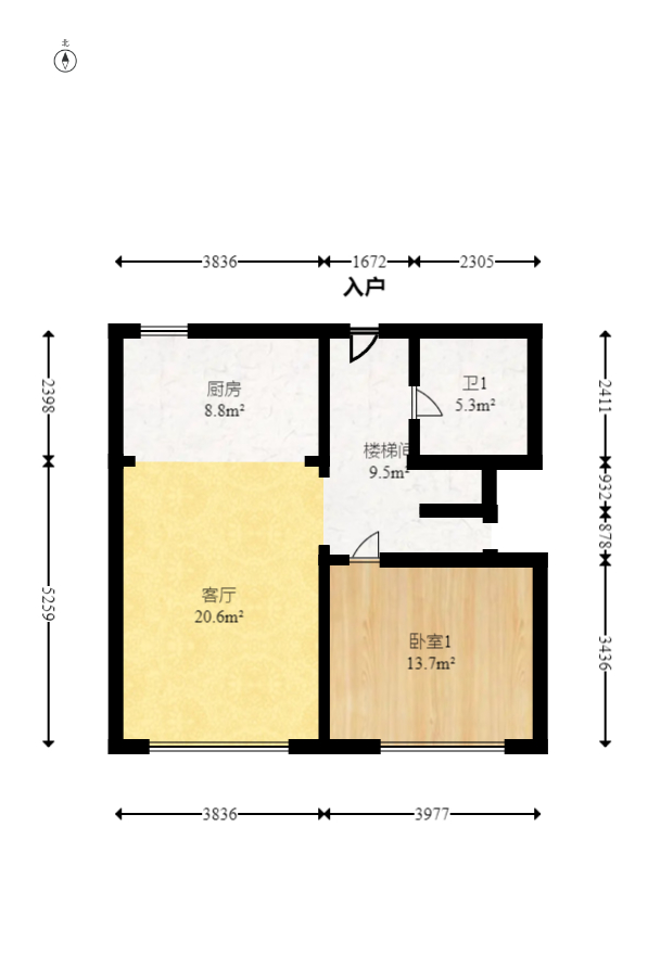 君悦新天地  1室1厅1卫   65.00万室内图1