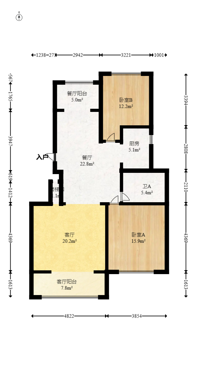 钰龙天下一期  3室2厅1卫   289.00万室内图1