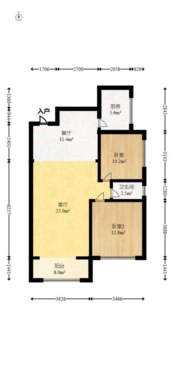 佳美紫郡  2室1厅1卫   49.80万室内图1