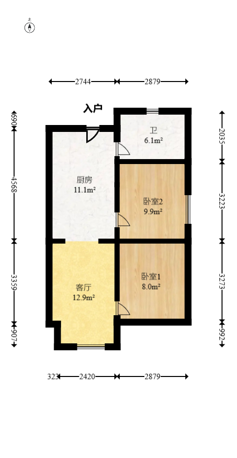 山水华景  2室1厅1卫   47.50万室内图1