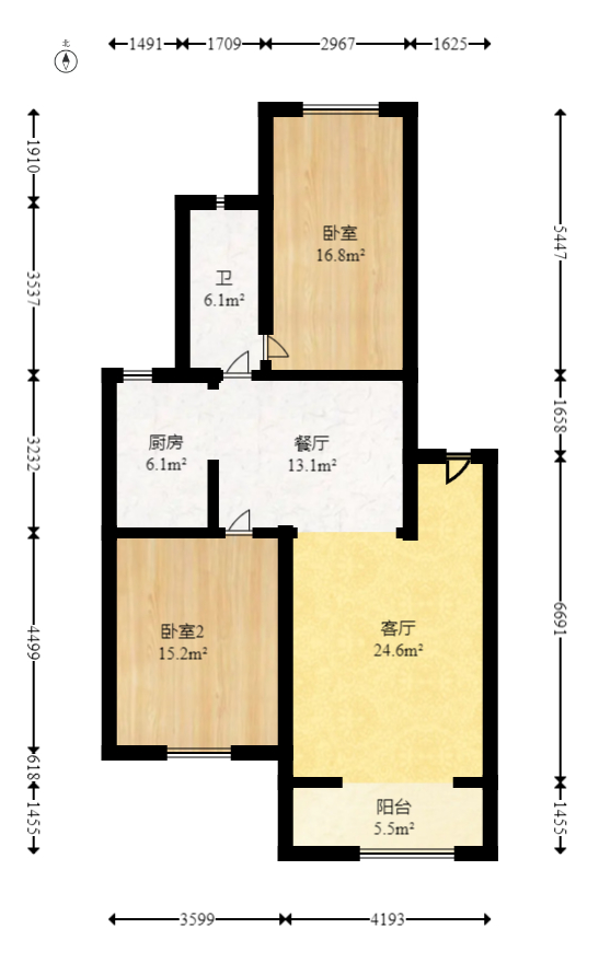 咸嘉新村西子园  2室2厅1卫   70.00万室内图1