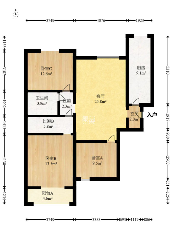 钱隆首府(福晟御园)  3室2厅1卫   129.00万